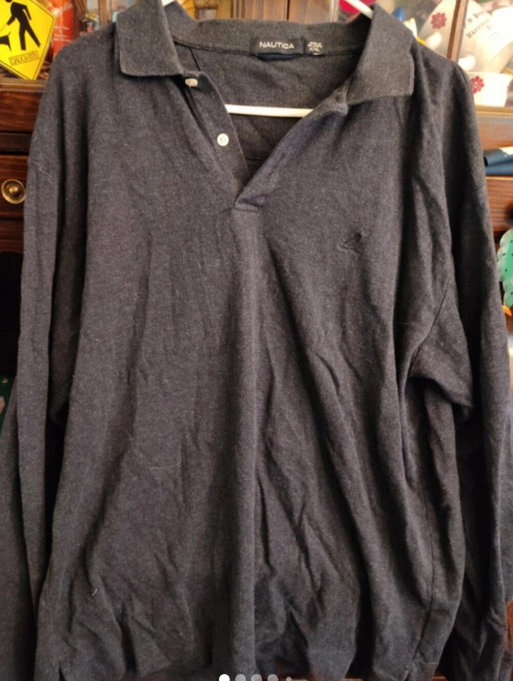 Nautica Men's Dark Gray Long-Sleeve Polo Sweater